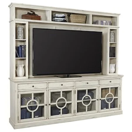 96" Cottage Style TV Stand and Hutch with Storage